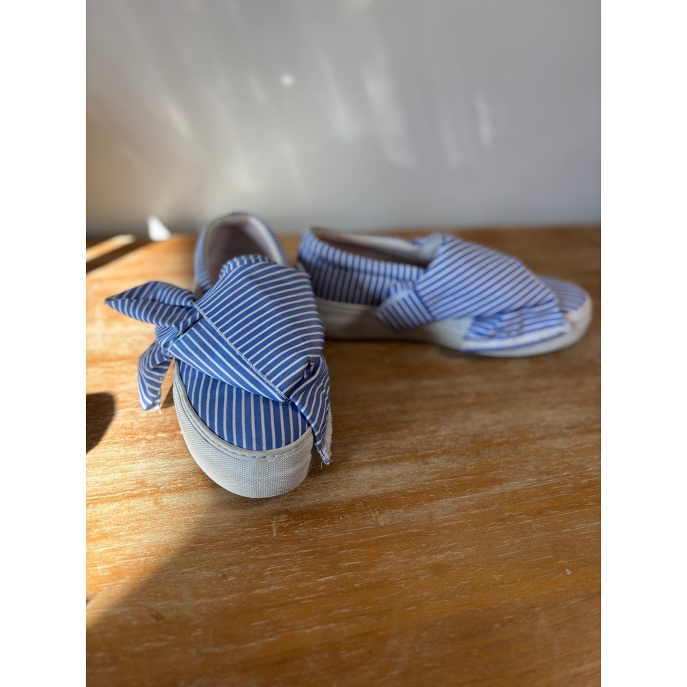 Joshua's Sanders Knotted Striped Cotton Poplin Slip On Sneakers